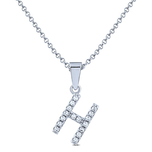 STERLING SILVER INITIAL NECKLACE WITH C/Z