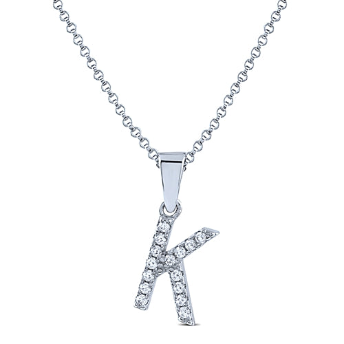 STERLING SILVER INITIAL NECKLACE WITH C/Z