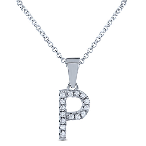 STERLING SILVER INITIAL NECKLACE WITH C/Z
