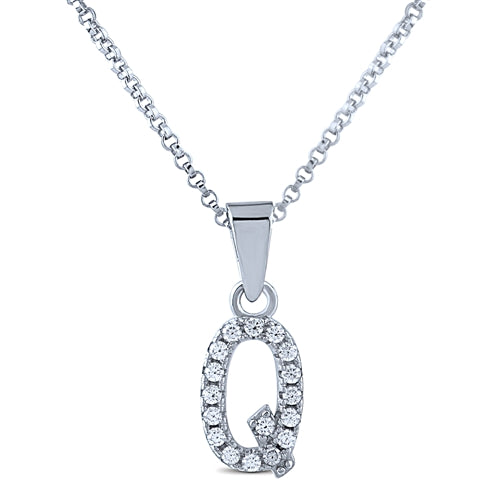 STERLING SILVER INITIAL NECKLACE WITH C/Z