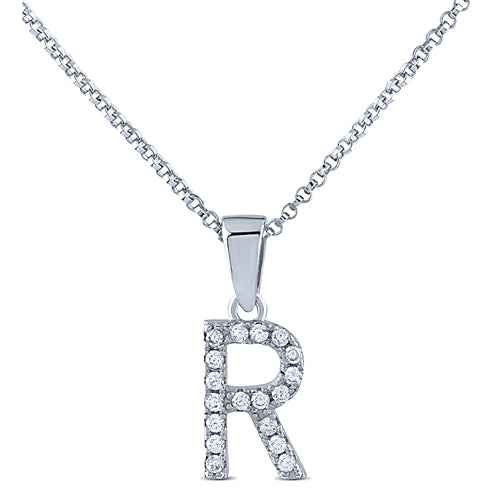 STERLING SILVER INITIAL NECKLACE WITH C/Z