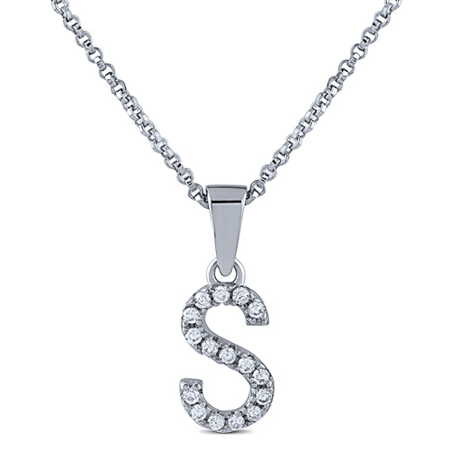 STERLING SILVER INITIAL NECKLACE WITH C/Z