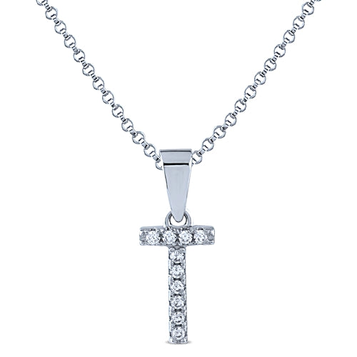 STERLING SILVER INITIAL NECKLACE WITH C/Z