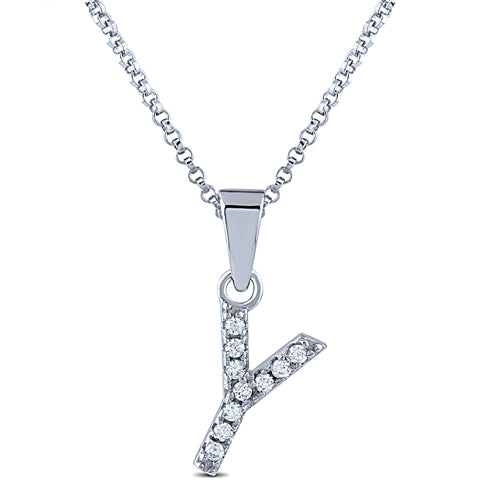 STERLING SILVER INITIAL NECKLACE WITH C/Z