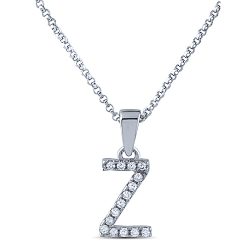 STERLING SILVER INITIAL NECKLACE WITH C/Z