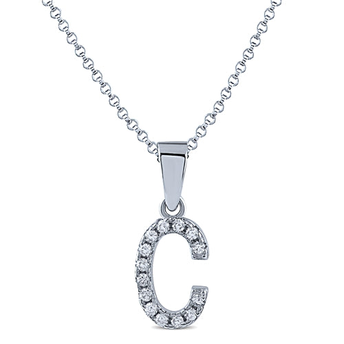 STERLING SILVER INITIAL NECKLACE WITH C/Z