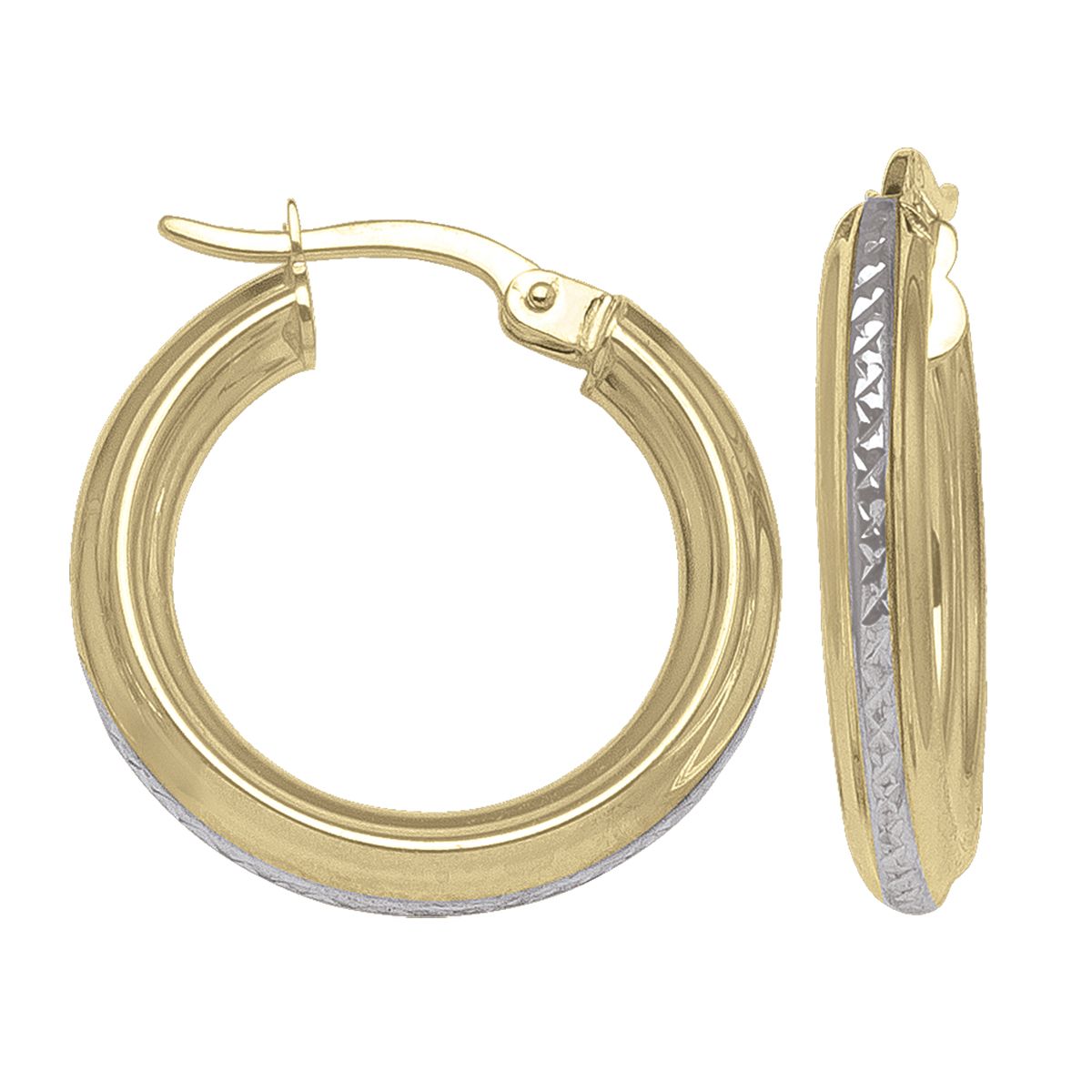TWO TONE PATTERNED HOOP EARRING