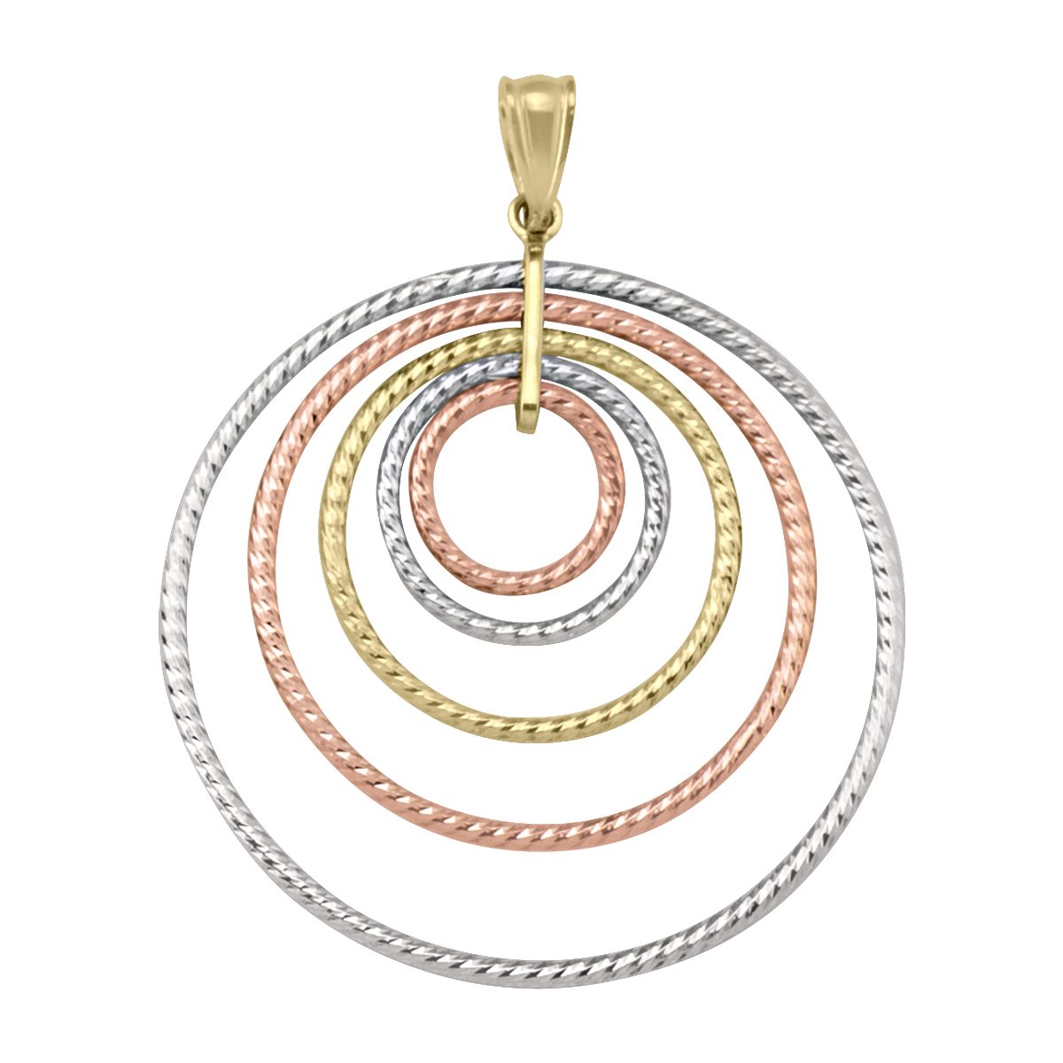 TRI COLOUR ROUND MULTI RING PENDANT