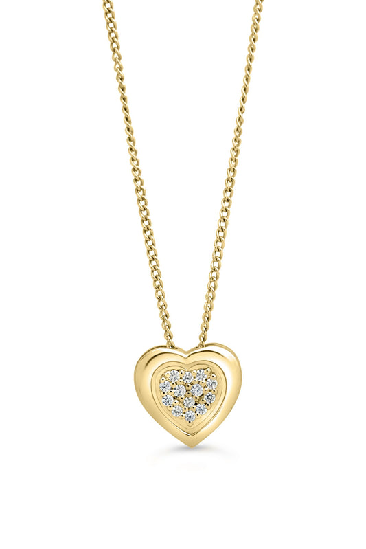 DIAMOND PAVE HEART PENDANT WITH CHAIN