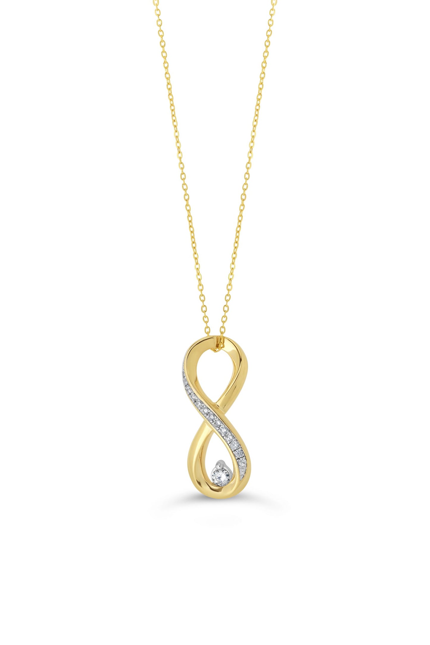 10 K INFINITY DIAMOND PENDANT WITH CHAIN