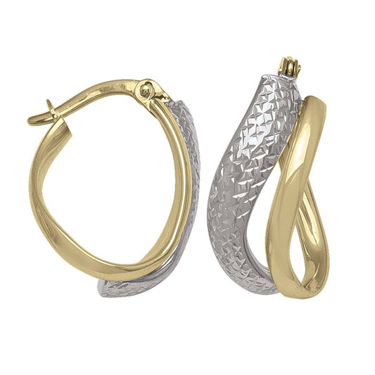 TWO TONE FANCY HOOP EARRING