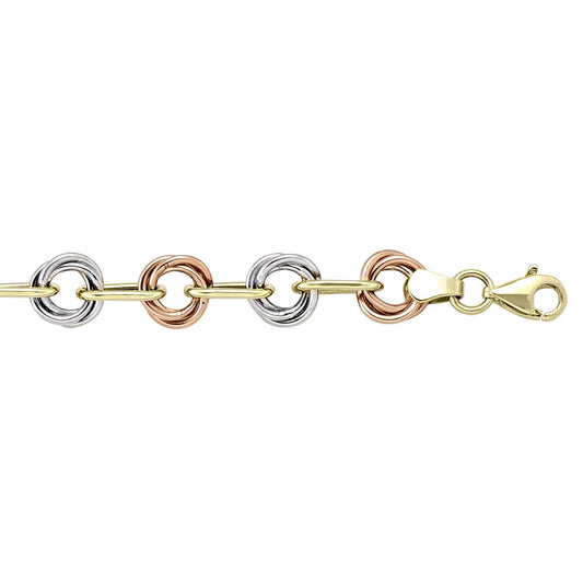 TRI COLOUR LOVE KNOT FANCY LINK BRACELET