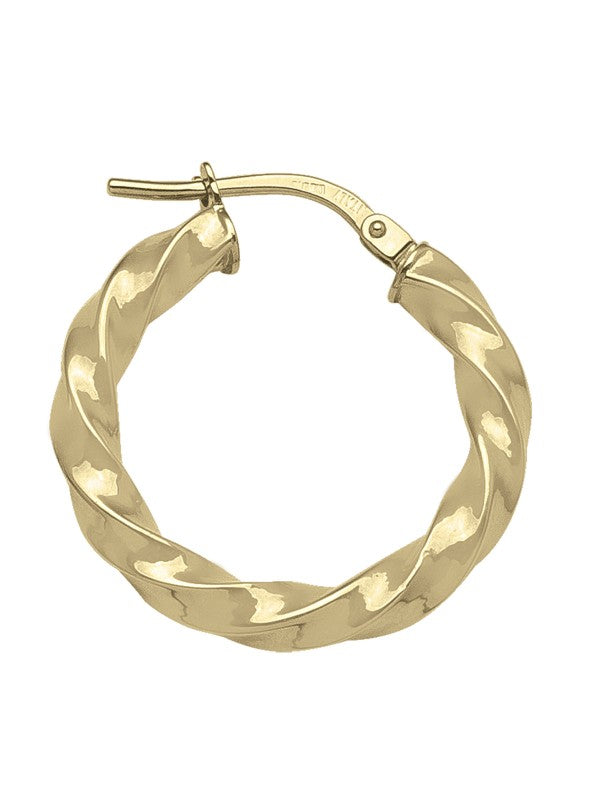 18K 3.2MM YELLOW GOLD TWIST HOOPS