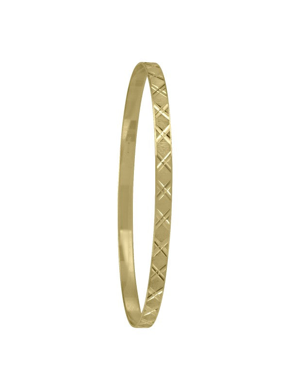 10K 4MM GOLD DIAMOND CUT SLIP ON BANGLE